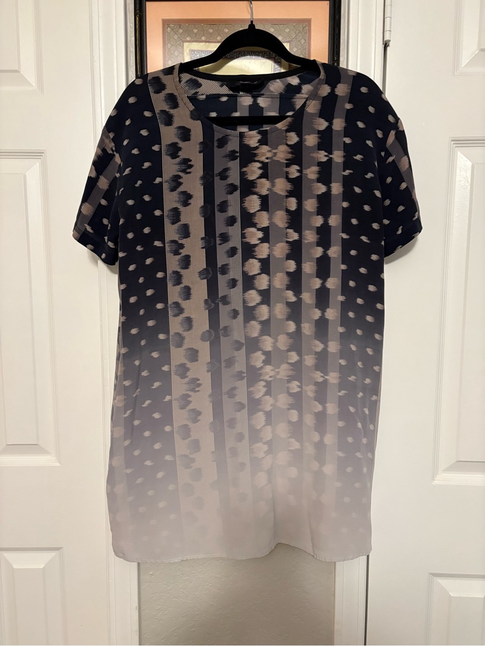 AllSaints Sonny Dusk Sz 6 100% Silk Polka Dot Ombré Short Dress Luxury